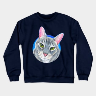 Colorful Grey Tabby Cat Crewneck Sweatshirt